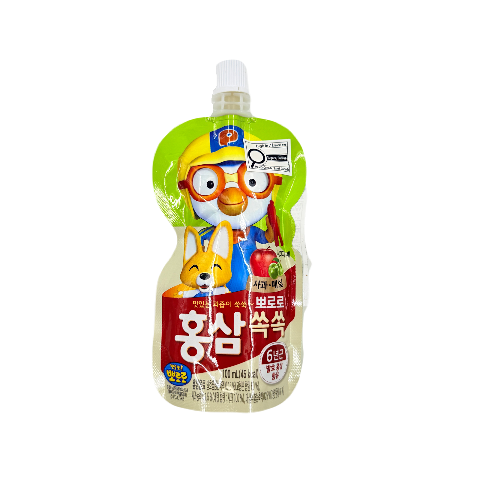 SOFT DRINK PORORO HONGSAM (100ML*10*4) 뽀로로 홍삼쑥쑥 매실사과
