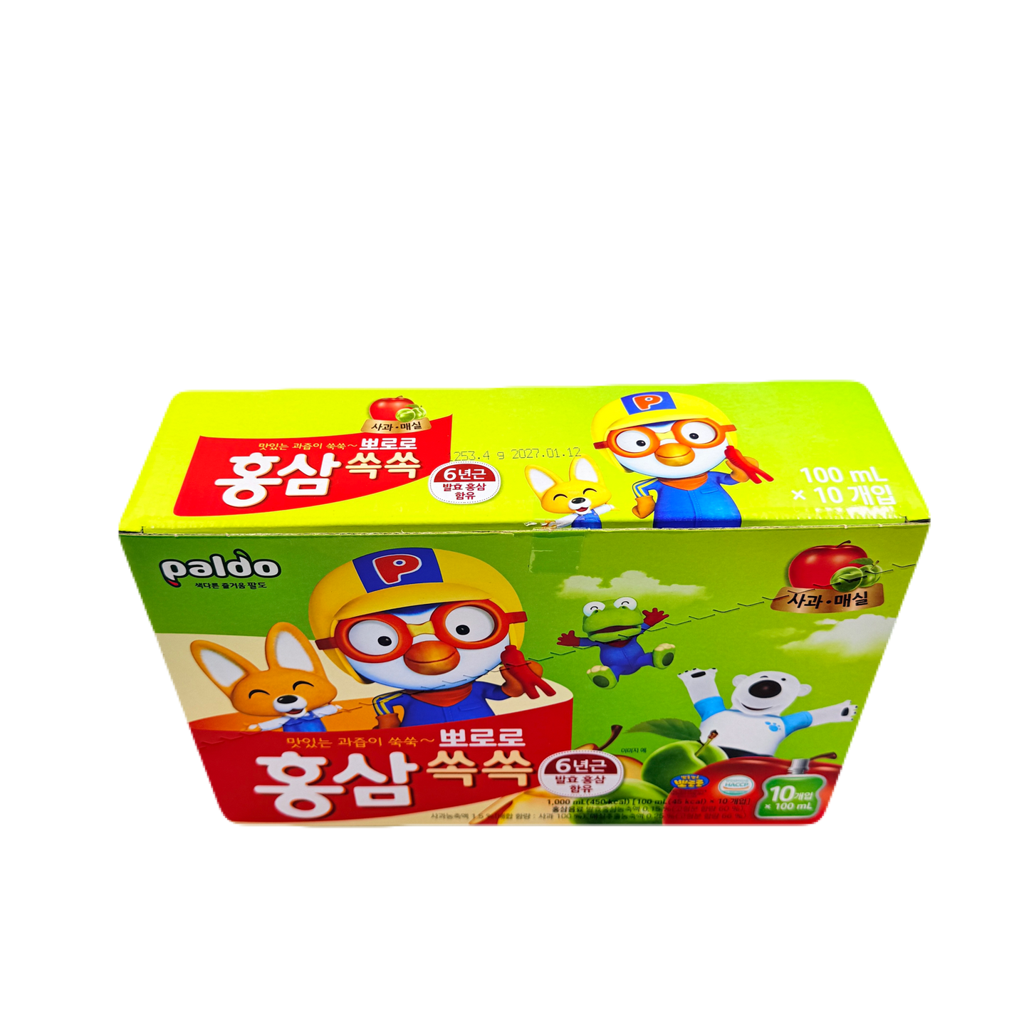 SOFT DRINK PORORO HONGSAM (100ML*10*4) 뽀로로 홍삼쑥쑥 매실사과