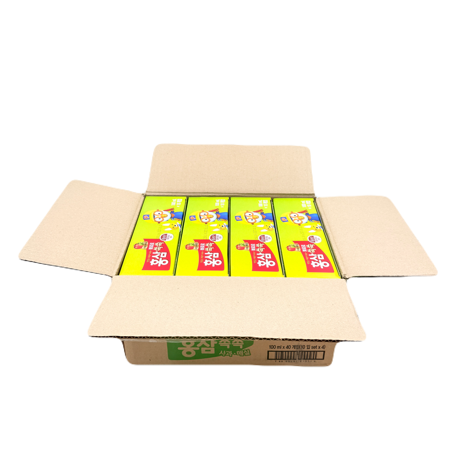 SOFT DRINK PORORO HONGSAM (100ML*10*4) 뽀로로 홍삼쑥쑥 매실사과
