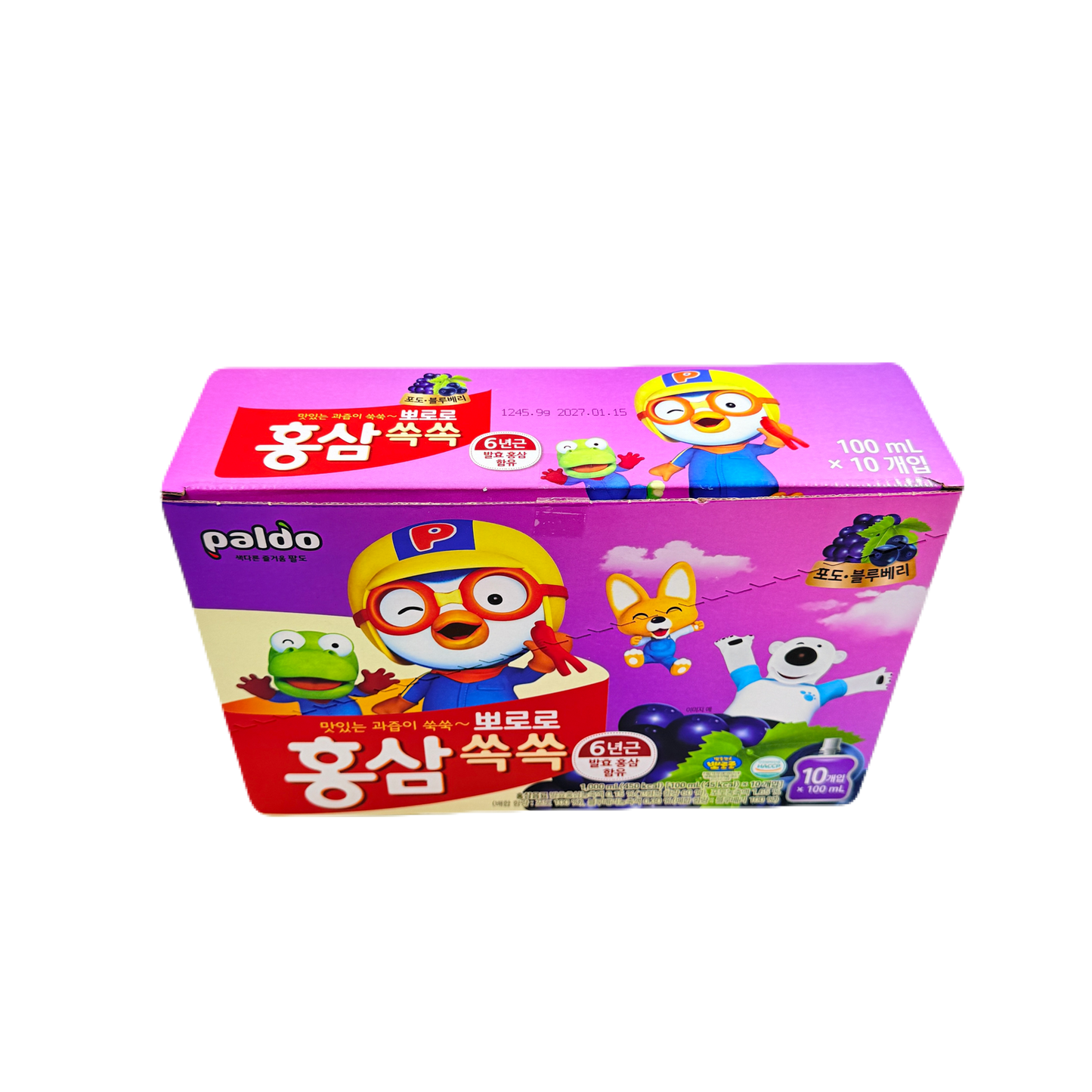 SOFT DRINK PORORO HONGSAM(100ML*10*4) 뽀로로 홍삼쑥쑥 포도블루베리