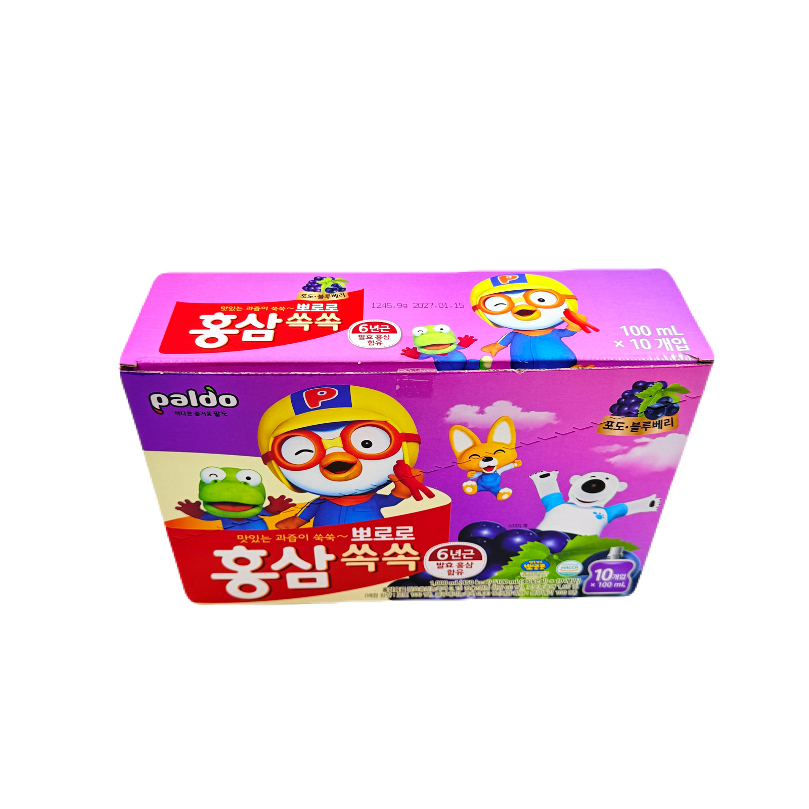 SOFT DRINK PORORO HONGSAM(100ML*10*4) 뽀로로 홍삼쑥쑥 포도블루베리