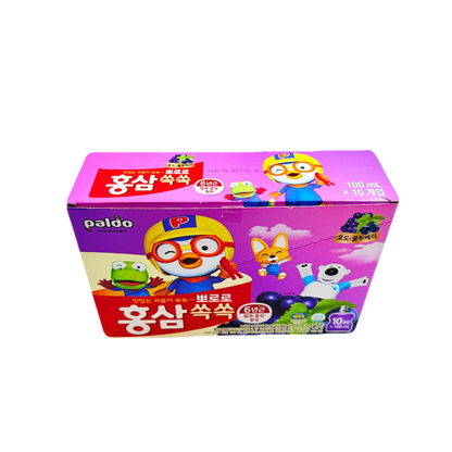 SOFT DRINK PORORO HONGSAM(100ML*10*4) 뽀로로 홍삼쑥쑥 포도블루베리