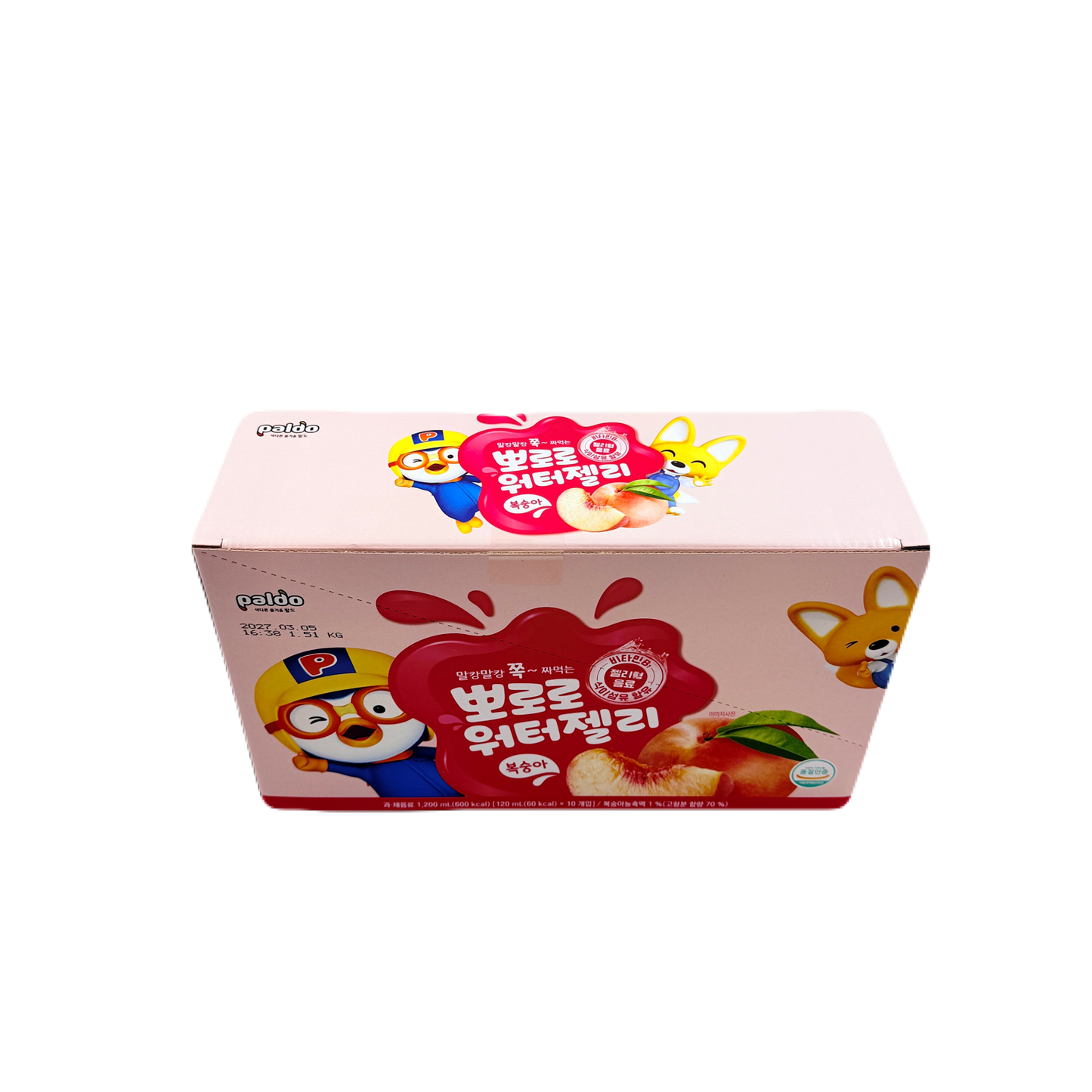 PALDO WATER JELLY PEACH BEVERAGE(120ML*10)*4 팔도 워터젤리 뽀로로 복숭아
