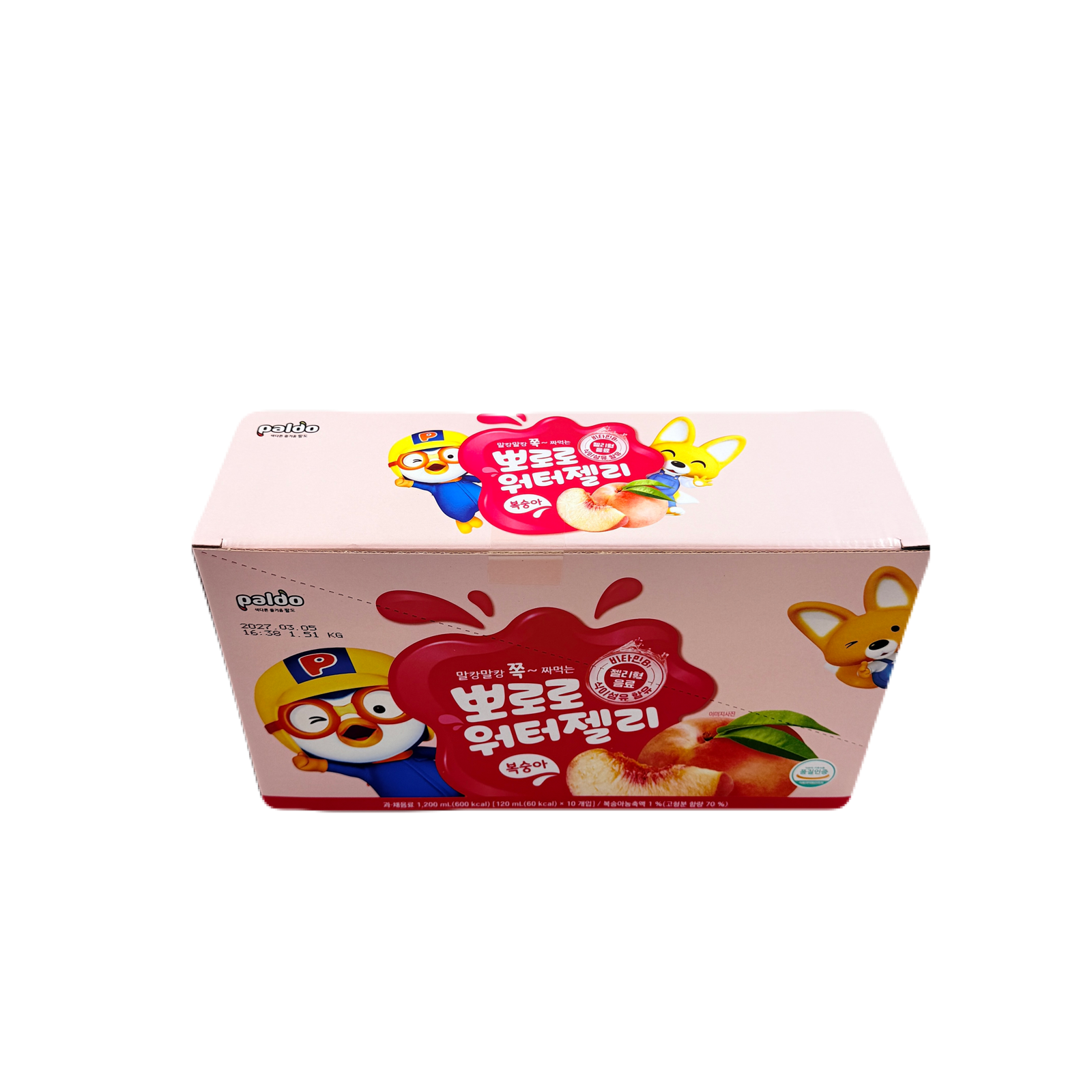 PALDO WATER JELLY PEACH BEVERAGE(120ML*10)*4 팔도 워터젤리 뽀로로 복숭아
