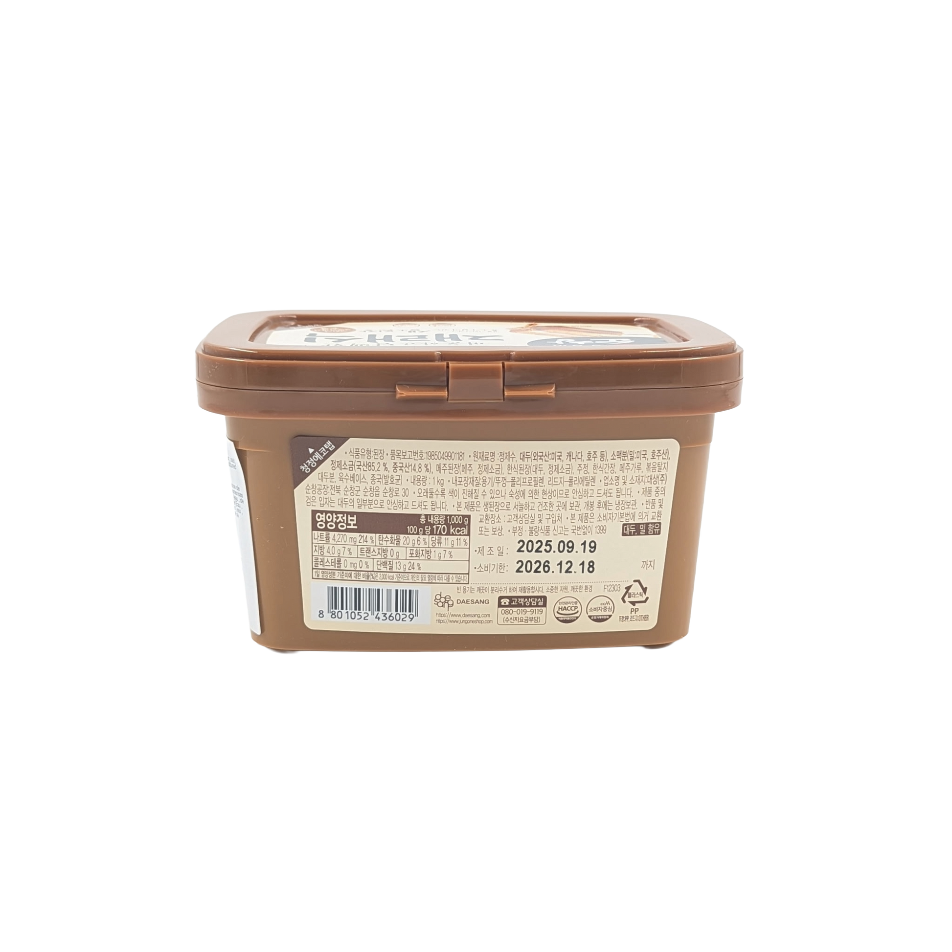 DS SOYBEAN PASTE (1KG*12) 청정원 순창 재래 된장