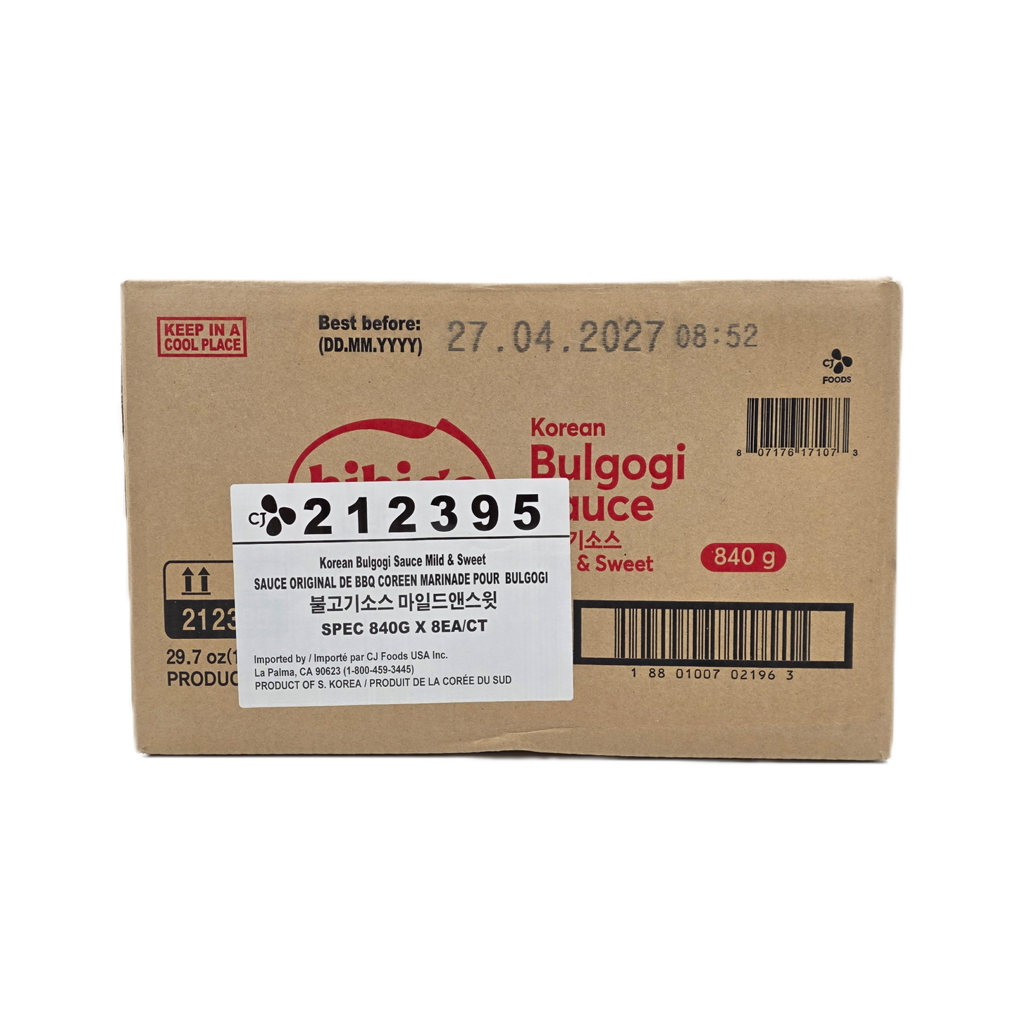 CJ BIBIGO BULGOGI SAUCE  MILD&SWEET (840G*8)  CJ 비비고 불고기 소스 마일드&스윗 (212395)