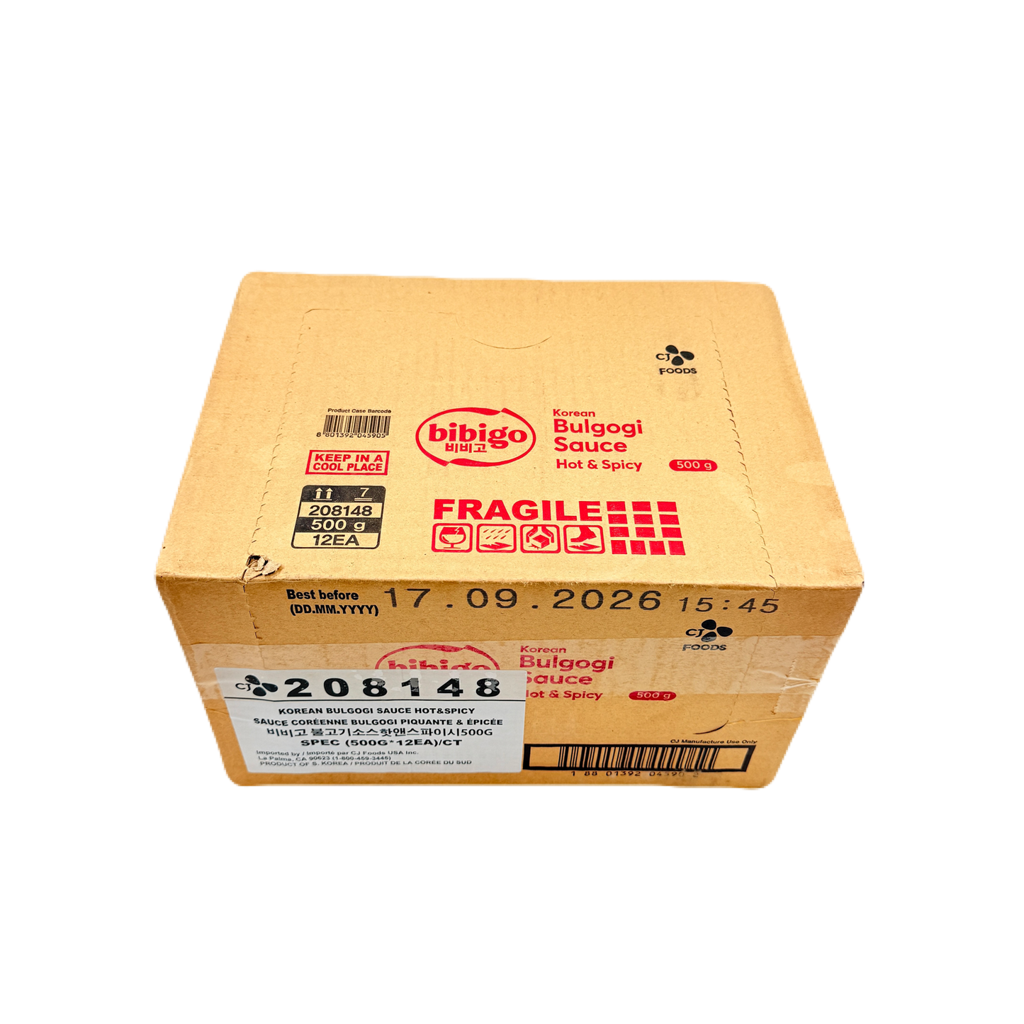 CJ BIBIGO BULGOGI SAUCE HOT&SPICY (500G*12) CJ 비비고 불고기 소스 핫&스파이시 (208148)