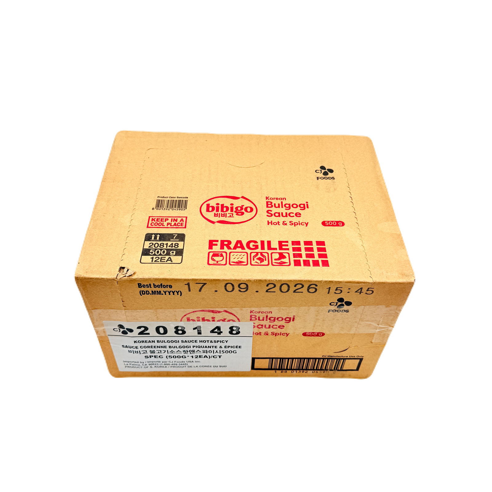 CJ BIBIGO BULGOGI SAUCE HOT&SPICY (500G*12) CJ 비비고 불고기 소스 핫&스파이시 (208148)
