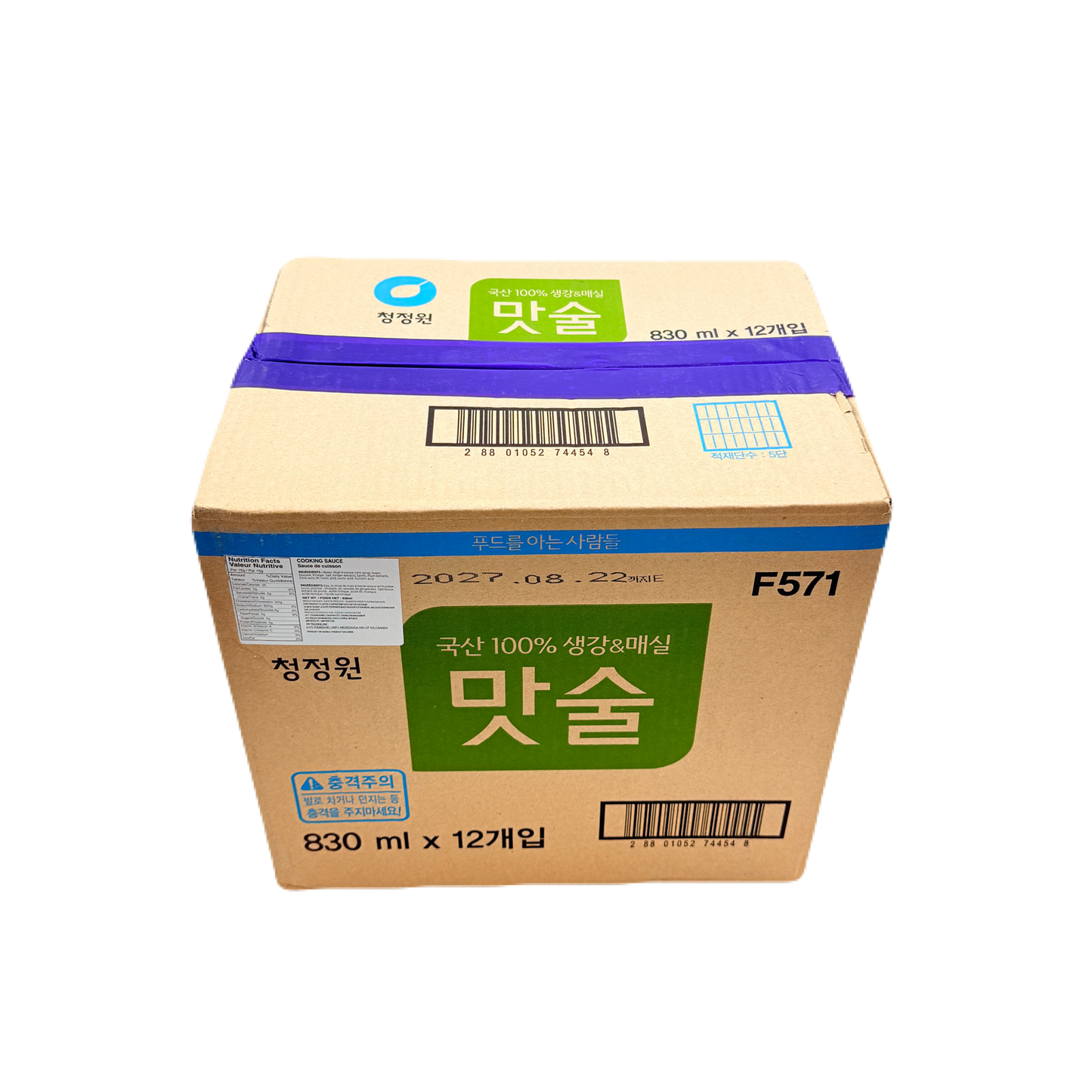 DS COOKING WINE (830ML*12) 청정원 생강&매실 맛술