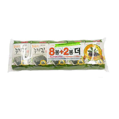 SEAWEED OLIVE OIL GREEN TEA SNACK (4G*10) * 12 대천김 10단 올리브 녹차 도시락 김