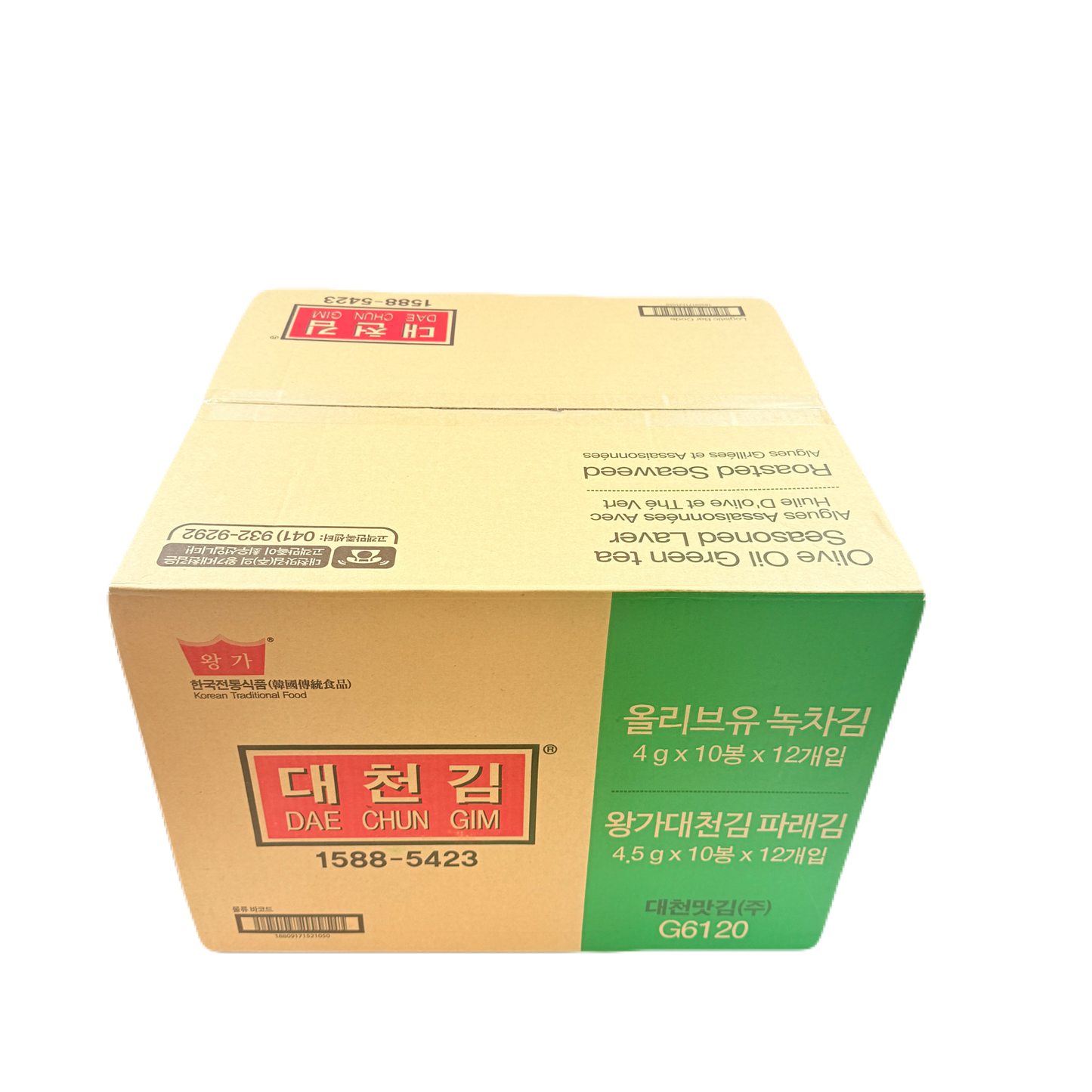 SEAWEED OLIVE OIL GREEN TEA SNACK (4G*10) * 12 대천김 10단 올리브 녹차 도시락 김