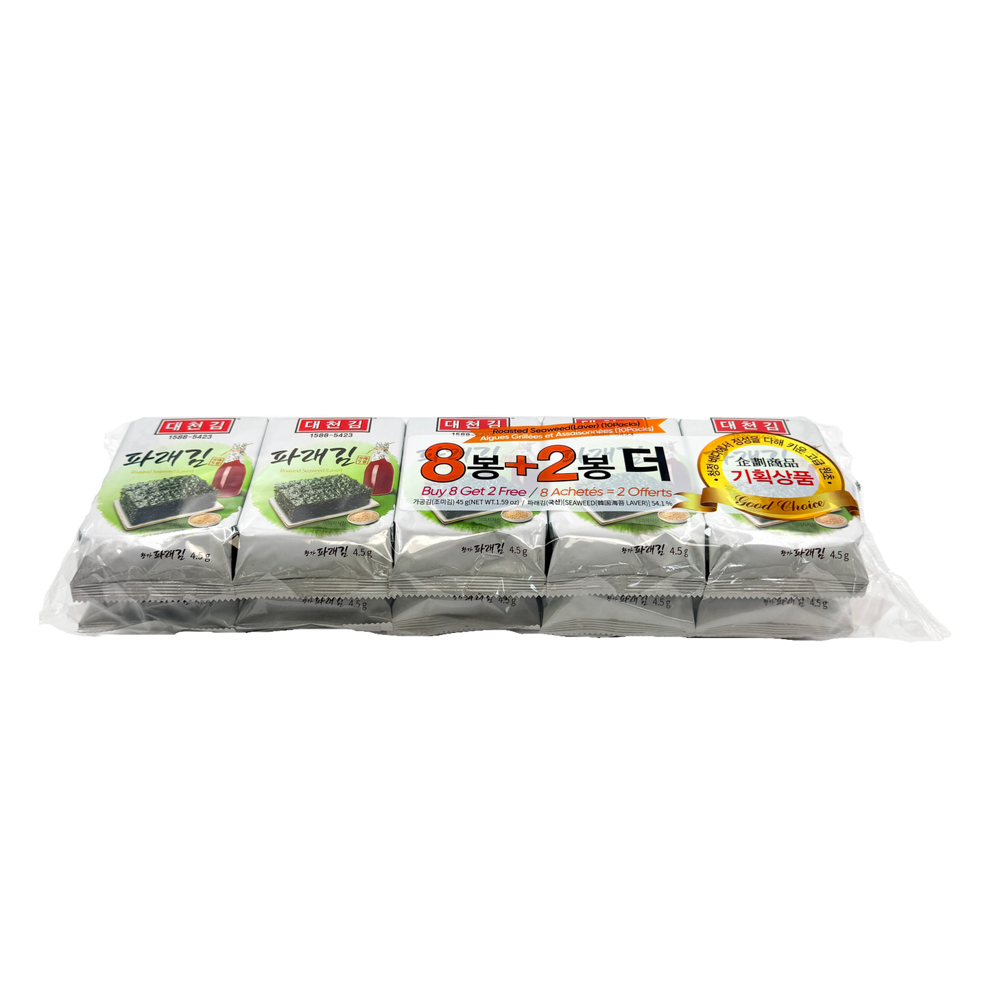 SEAWEED PARAE SNACK (4.5G*10)*12 대천김 10단 파래 도시락 김