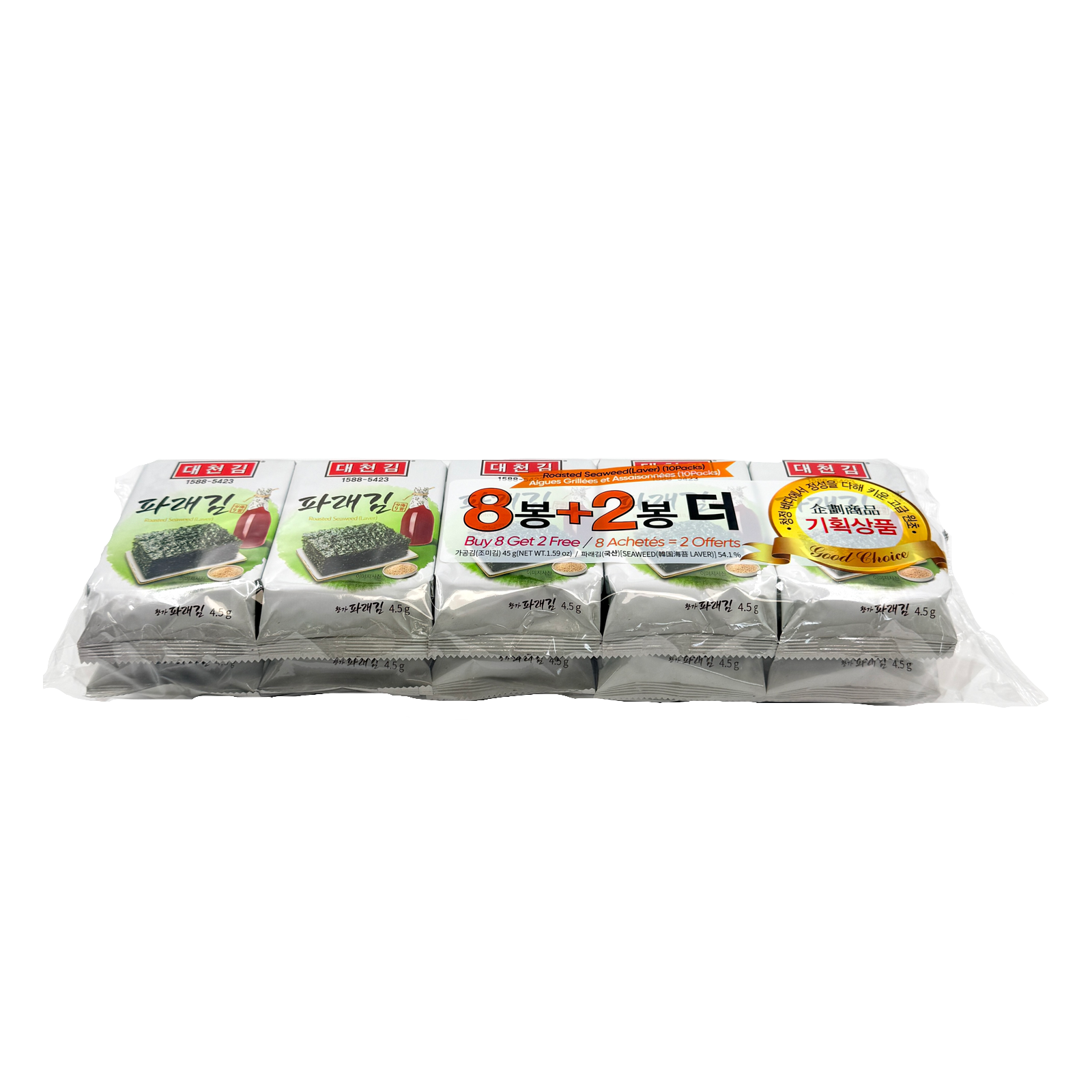 SEAWEED PARAE SNACK (4.5G*10)*12 대천김 10단 파래 도시락 김